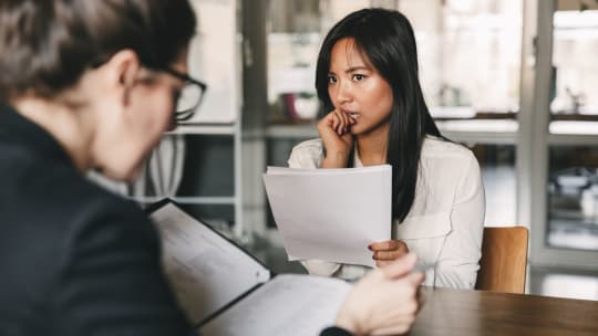 woman nervous at interview