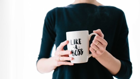 Manager holding like a boss mug