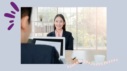 a woman in an interview