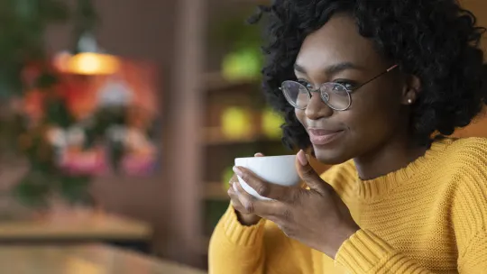 Woman drinking coffee