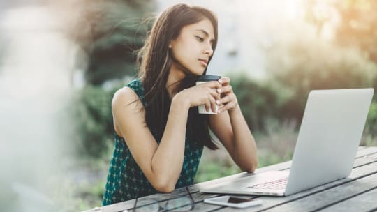 Woman working outside