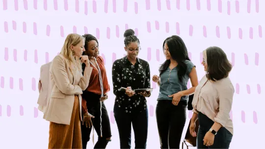 women talking at work