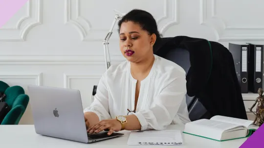 Woman typing an email