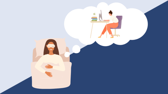 woman dreaming of herself at work