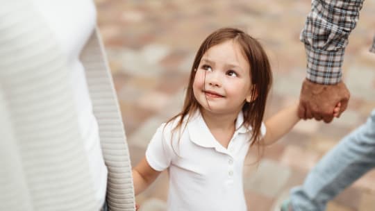 little girl looking up