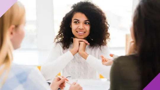 A candidate at an interview, illustrating how to answer second interview questions