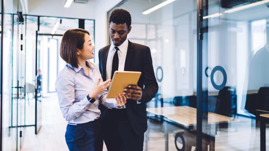 Woman in performance review