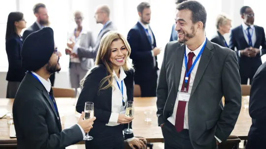 Woman speaking at networking event