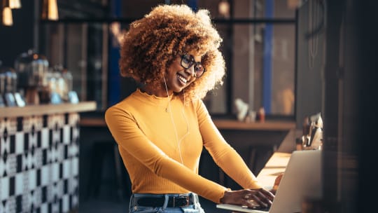 Happy woman at work
