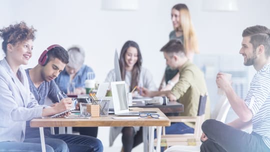 coworkers in common workspace