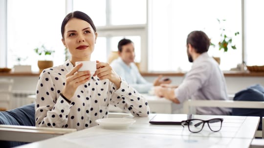 Woman thinking at work