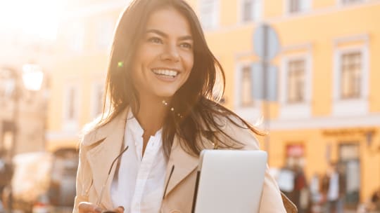 woman outside for work