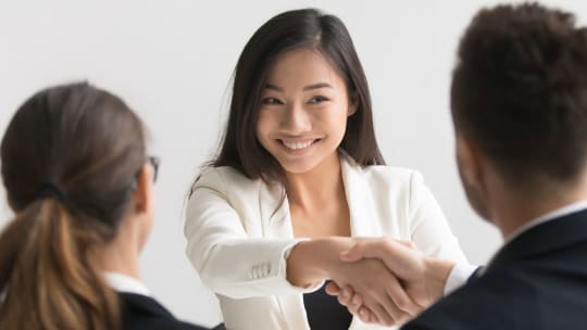 woman in an interview