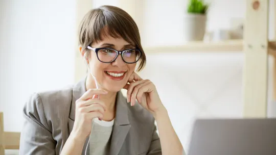 woman in a video interview