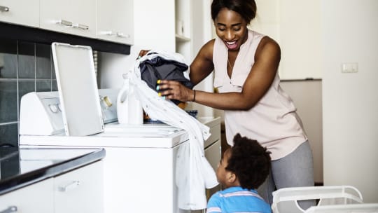 Woman doing laundry