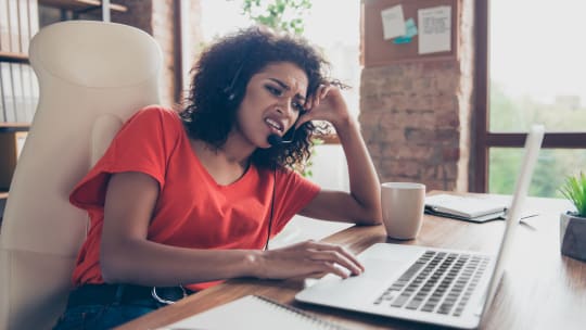 Woman bored at work