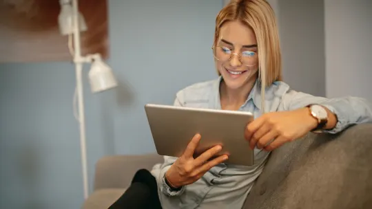 Woman working on laptop