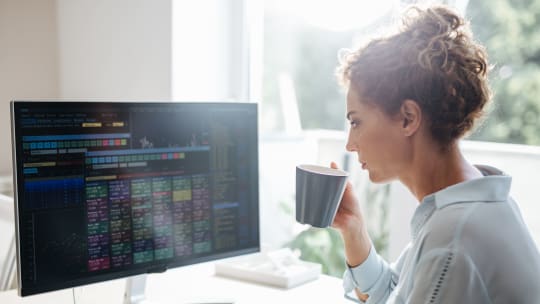 woman looking at stocks