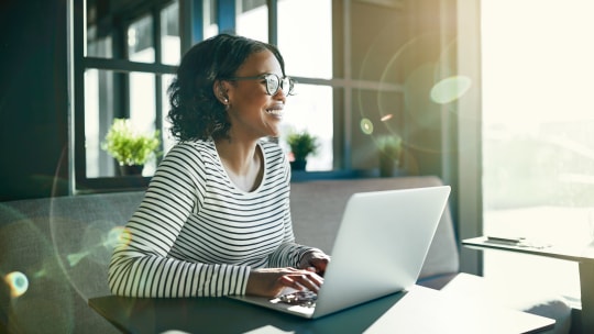 Woman smiling at work