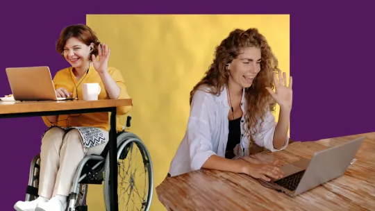 two women on work video call