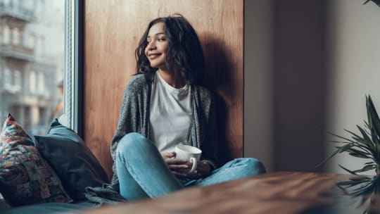 Woman sitting outside