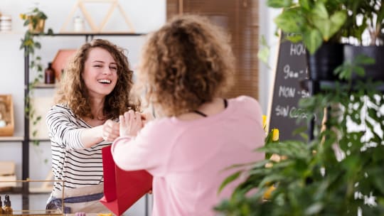 saleswoman with customer