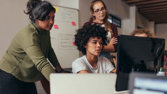 Women working on a computer