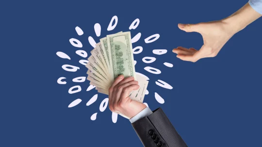 hand reaching for hand with money