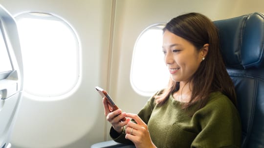 woman on airplane