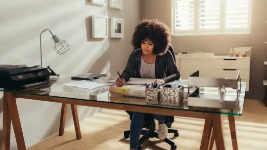 woman working at home