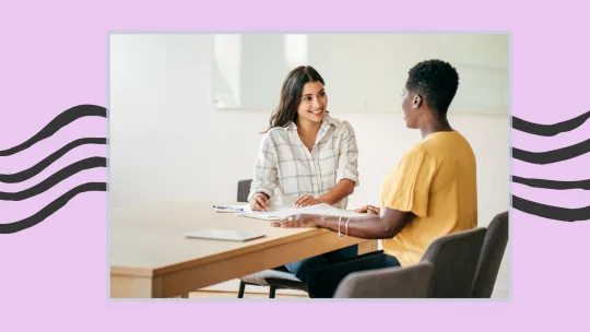 two women during an interview