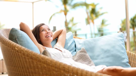 Relaxed woman at work