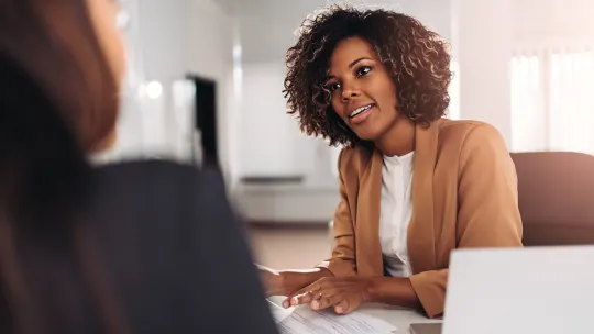woman interviewing