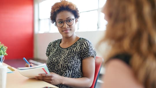 Woman in an interview