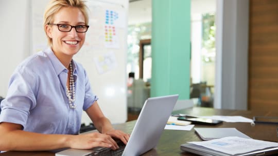 Woman using laptop