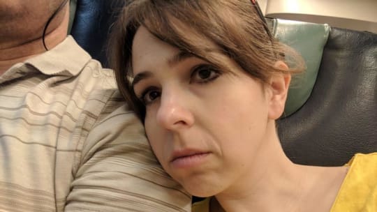 You know how I know I didn't get enough sleep? I'm willingly sharing this frightening photo of me and my husband's arm publicly.