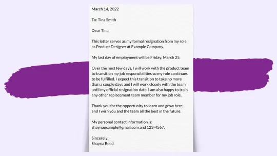 resignation letter