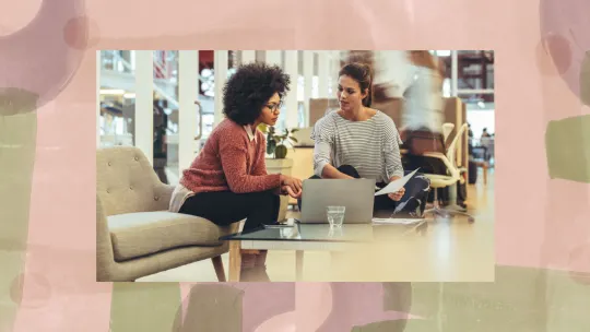 women talking at work