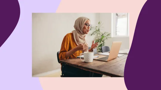 woman on work video call