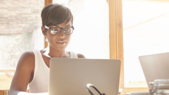 woman on computer