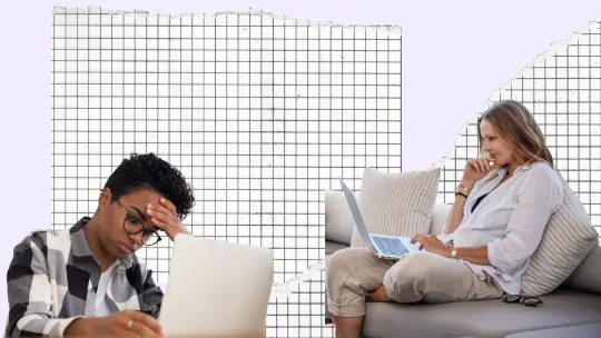 two women working at home