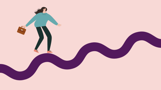 woman walking on wavy line