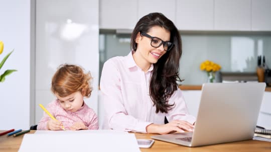 working mom and child