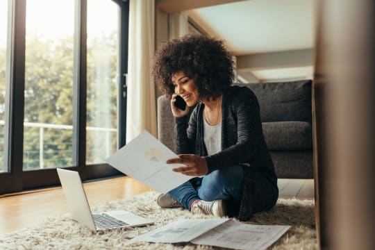 Woman working on laptop