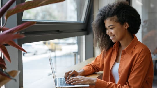 young woman typing