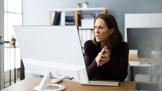 Woman on video call