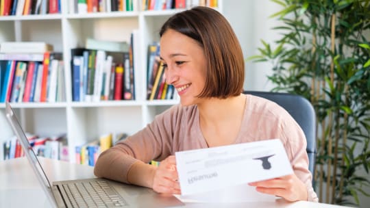 woman working on her CV