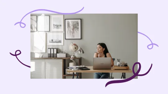 woman thinking at desk
