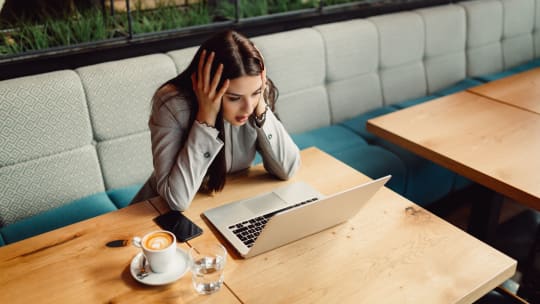 Stressed woman at work