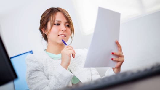 woman reading at-will contract